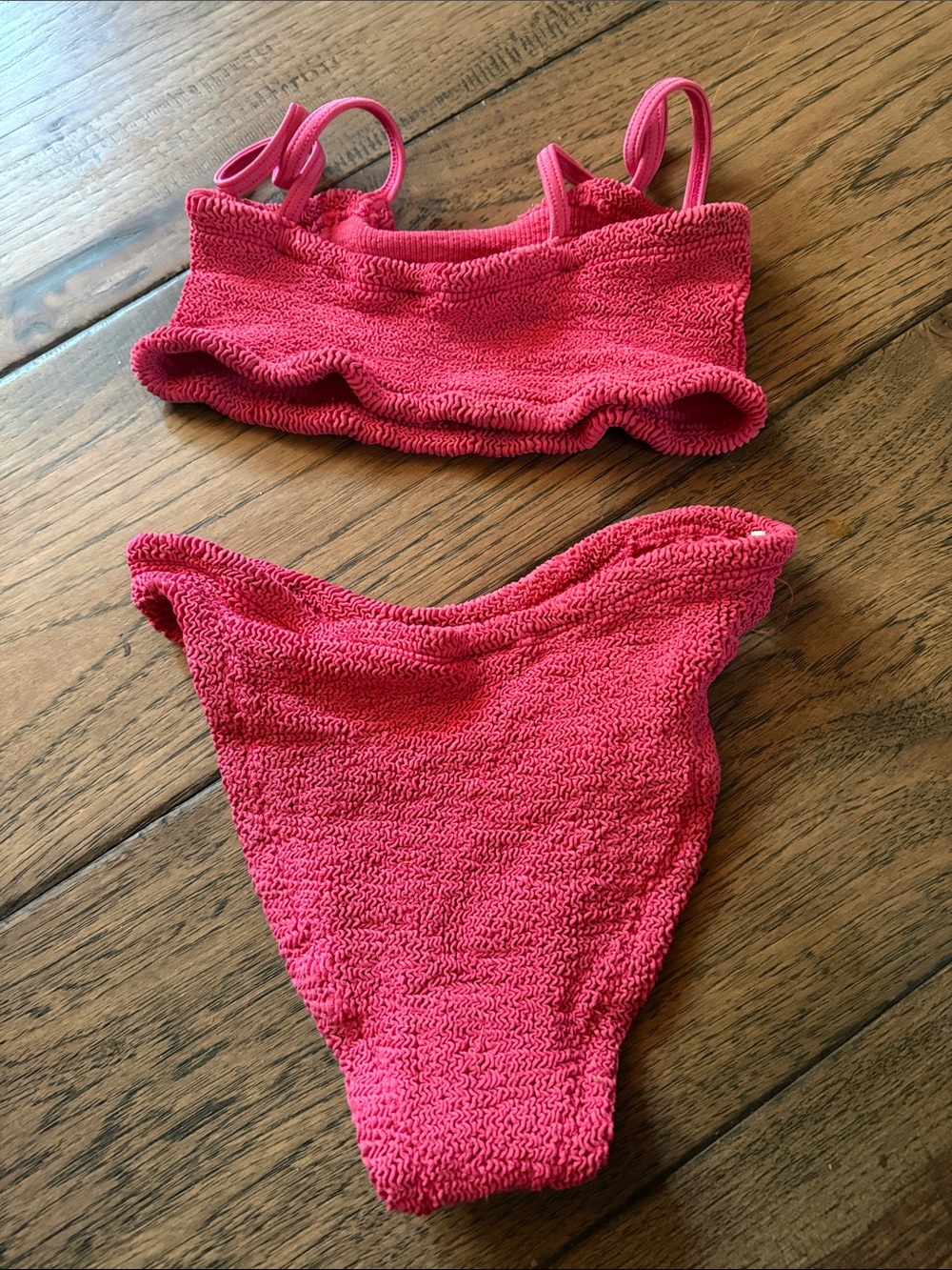 Hunza G Pink Textured Two-Piece Swim Set - Picture 2 of 4